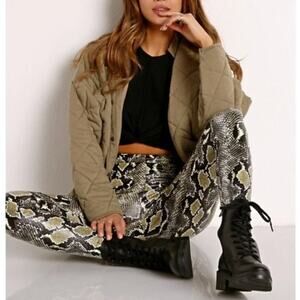 Commando Faux Leather Animal Print Legging in Olive Snake large